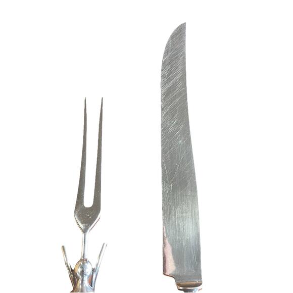 Vintage Jernbolaget Eskilstuna Sweden Carving Knife & Fork Wood‎ Handle Rostfrei - Picture 2 of 8